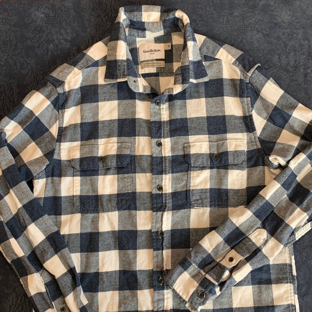 Goodfellow & Co Blue and White Button Down Flannel